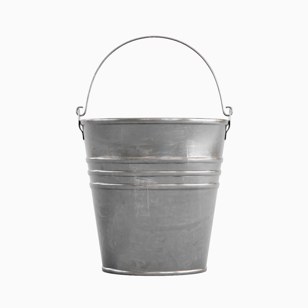 Steel Bucket Set 3D Model – Mid Poly PBR Textured Asset, FBX, Blender - View 27
