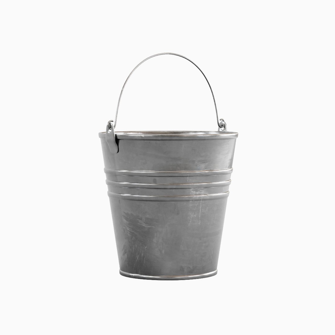 Steel Bucket Set 3D Model – Mid Poly PBR Textured Asset, FBX, Blender - View 28