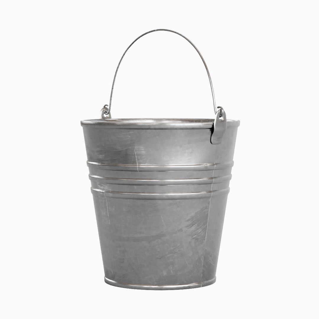 Steel Bucket Set 3D Model – Mid Poly PBR Textured Asset, FBX, Blender - View 29