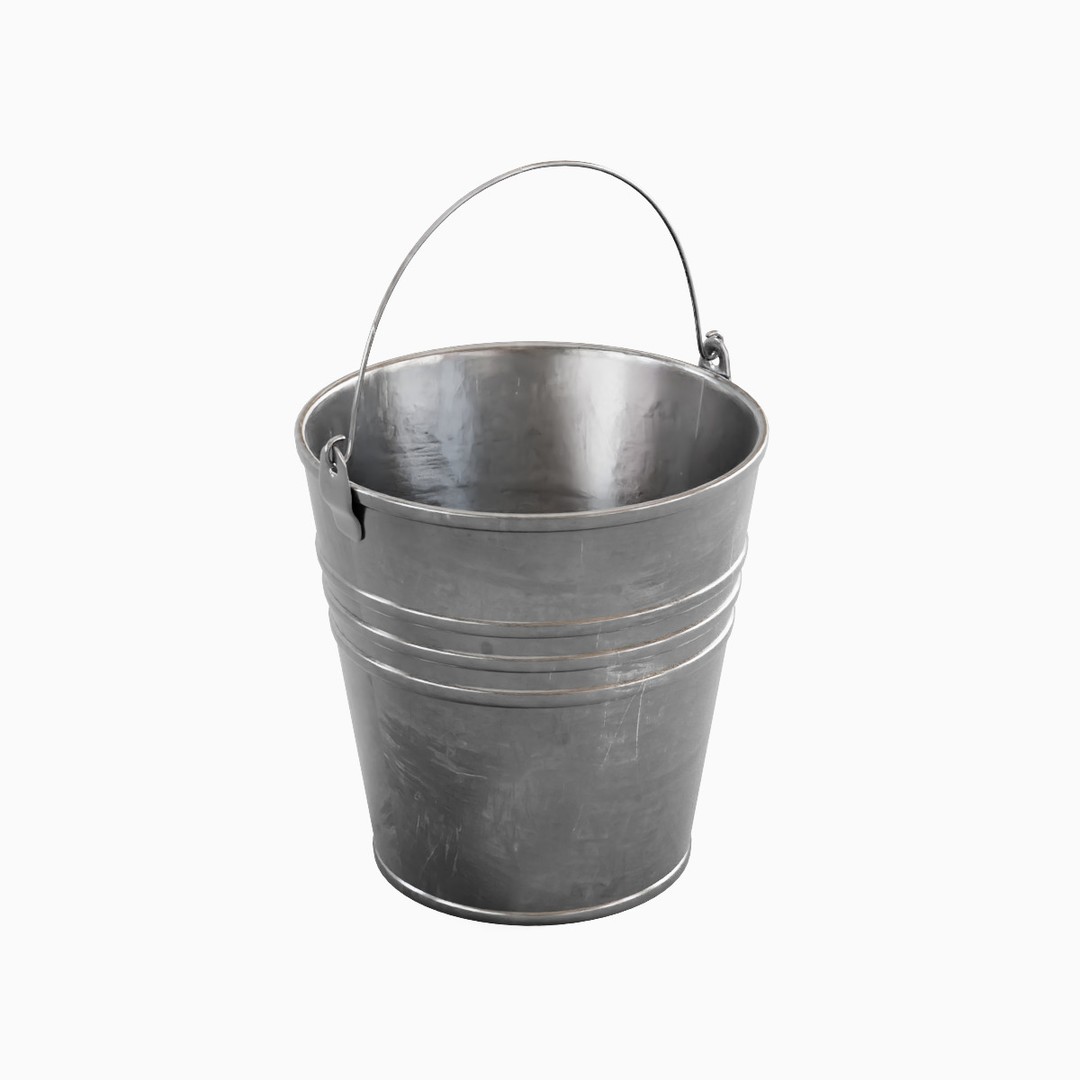 Steel Bucket Set 3D Model – Mid Poly PBR Textured Asset, FBX, Blender - View 31