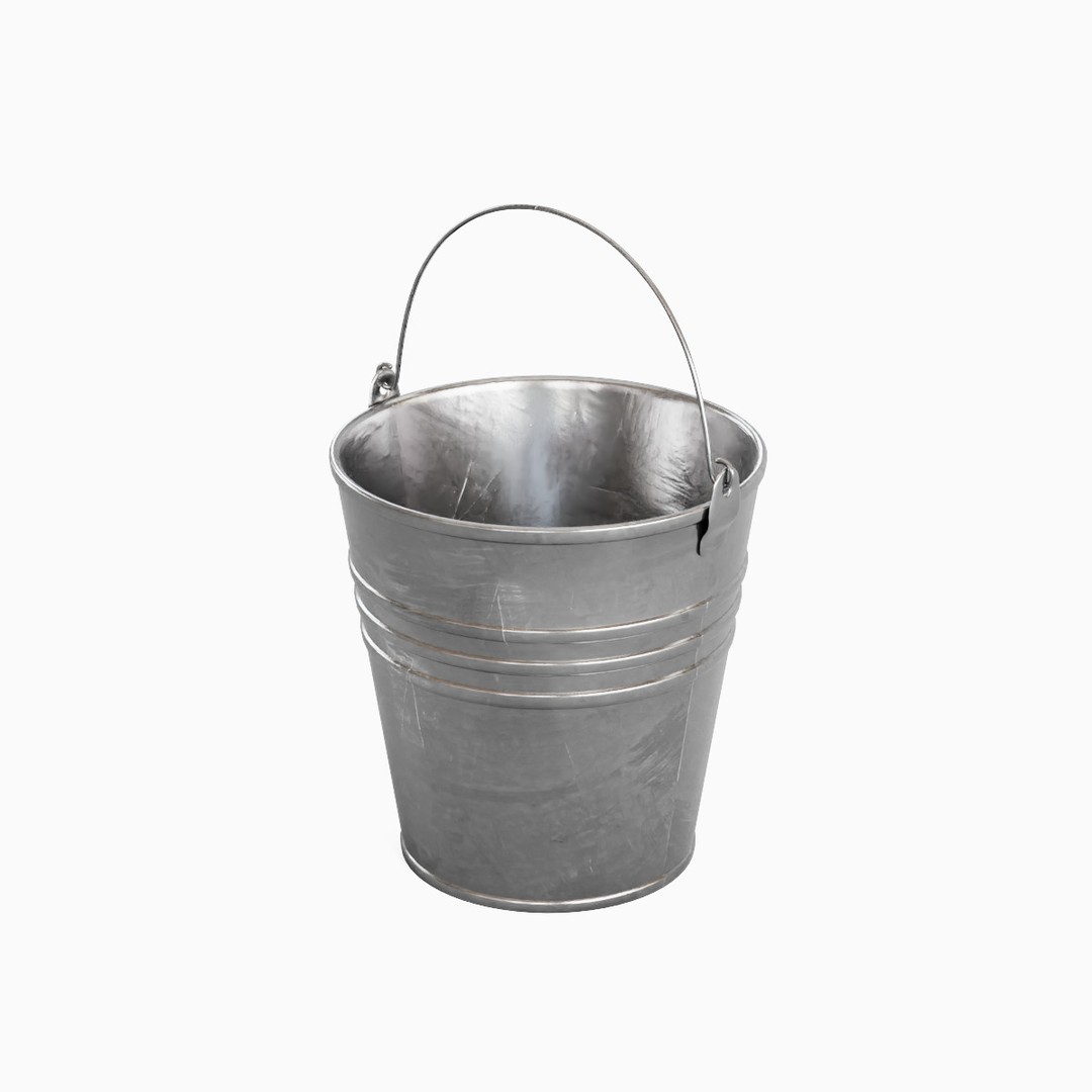 Steel Bucket Set 3D Model – Mid Poly PBR Textured Asset, FBX, Blender - View 32