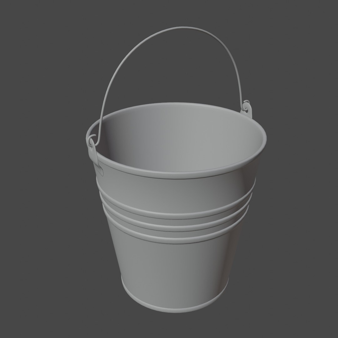 Steel Bucket Set 3D Model – Mid Poly PBR Textured Asset, FBX, Blender - View 33