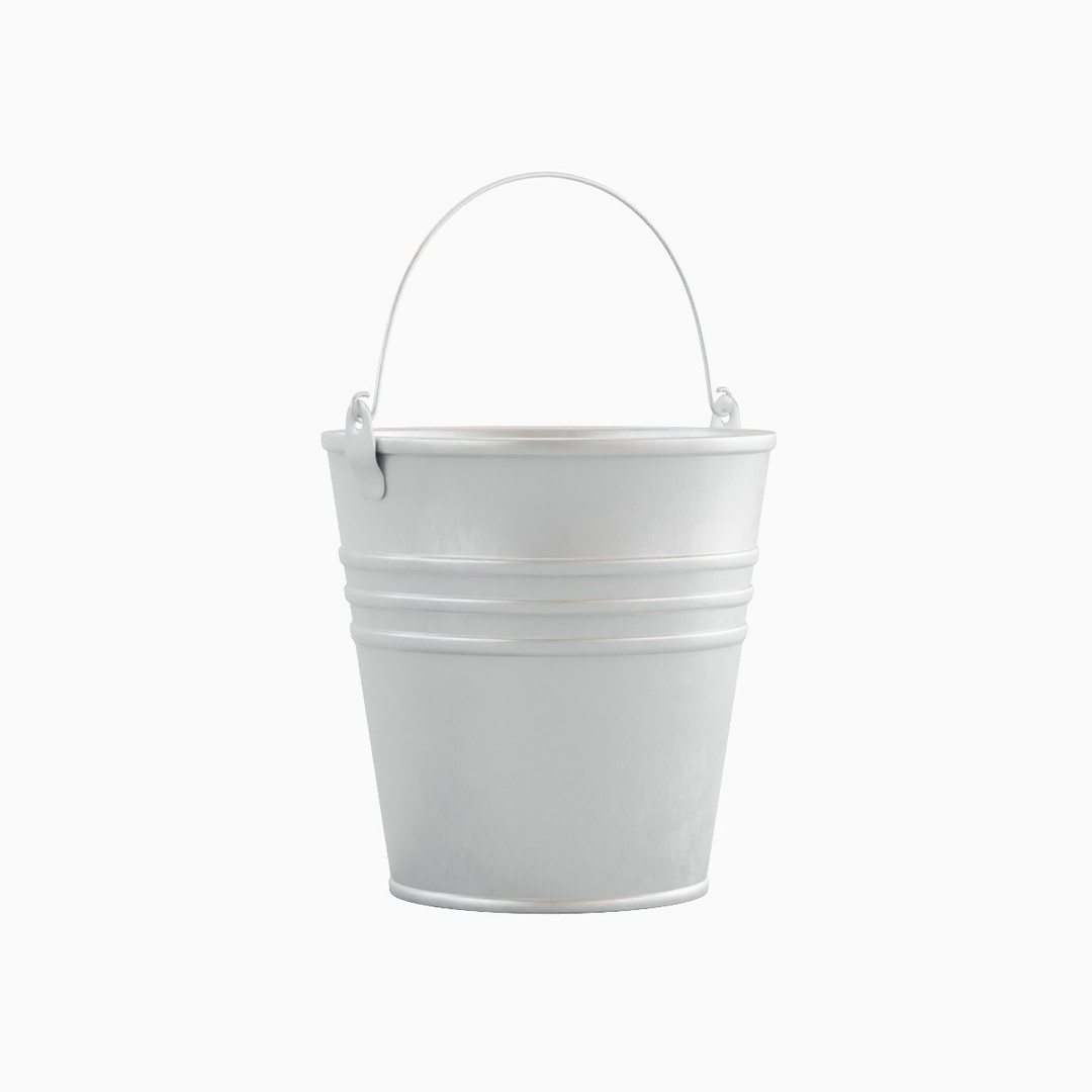 Steel Bucket Set 3D Model – Mid Poly PBR Textured Asset, FBX, Blender - View 4
