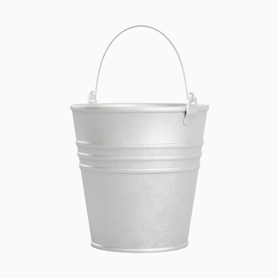 Steel Bucket Set 3D Model – Mid Poly PBR Textured Asset, FBX, Blender - View 5