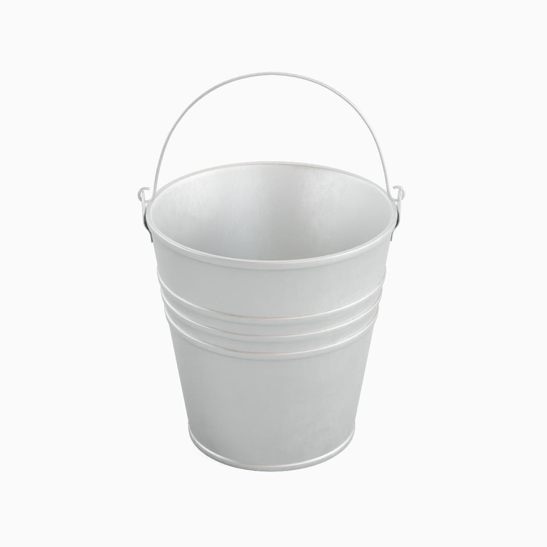 Steel Bucket Set 3D Model – Mid Poly PBR Textured Asset, FBX, Blender - View 6