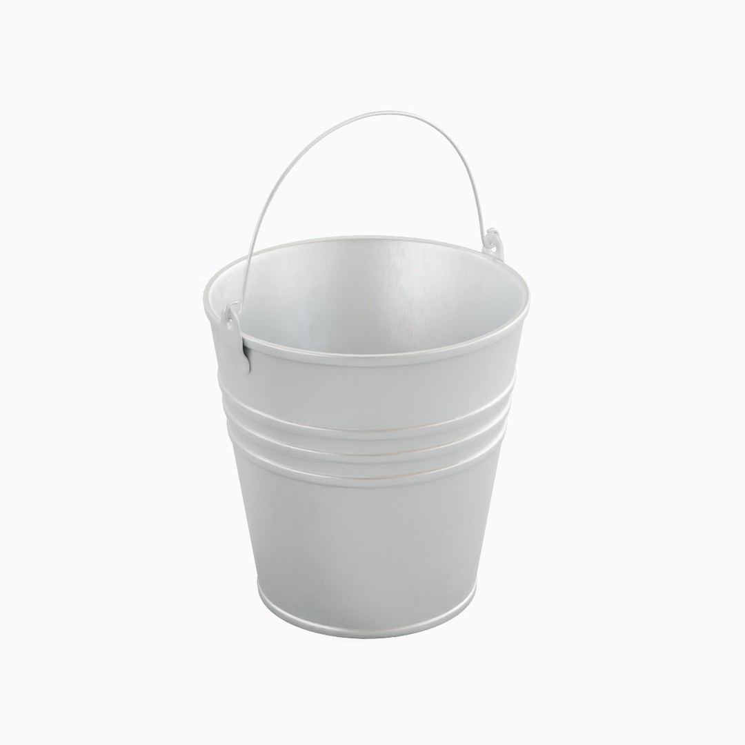 Steel Bucket Set 3D Model – Mid Poly PBR Textured Asset, FBX, Blender - View 7