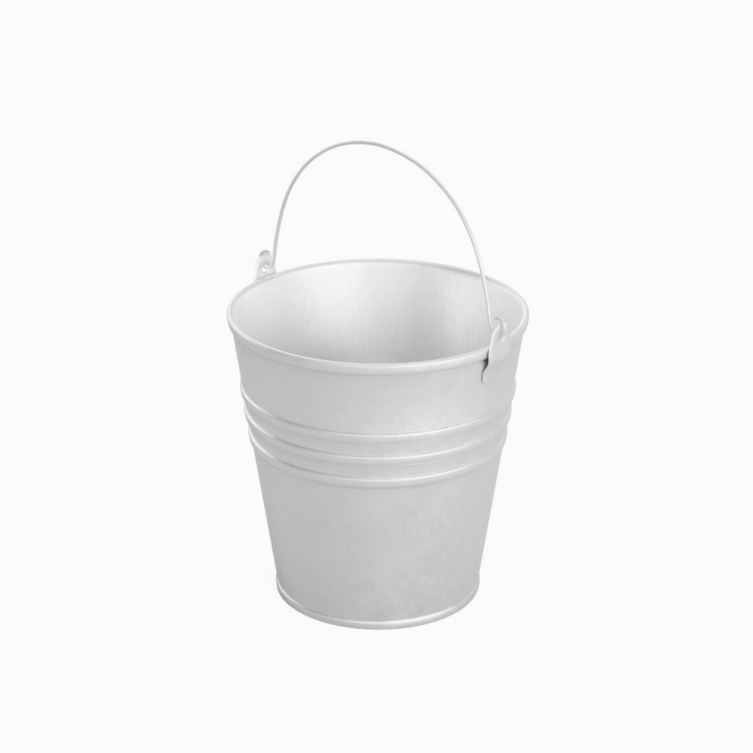 Steel Bucket Set 3D Model – Mid Poly PBR Textured Asset, FBX, Blender - View 8