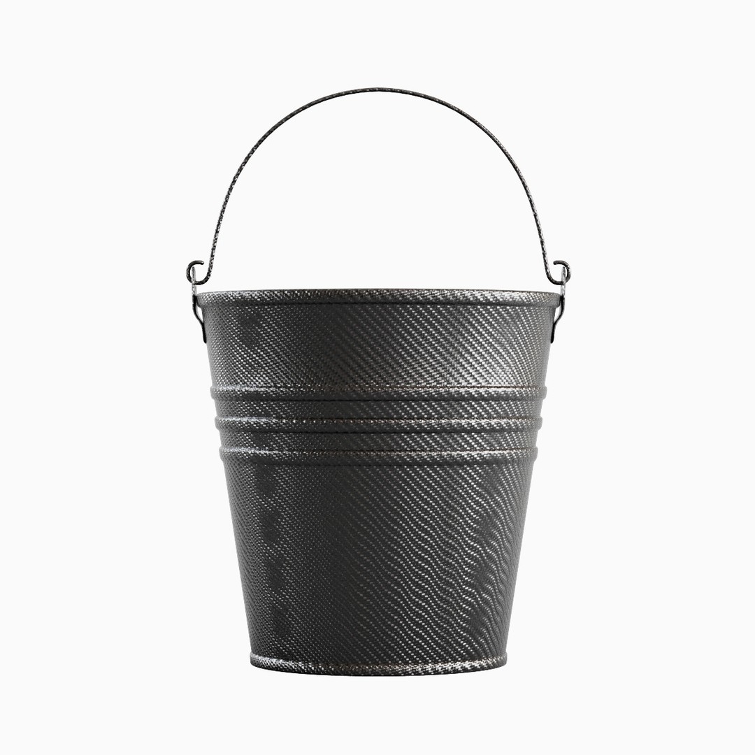 Steel Bucket Set 3D Model – Mid Poly PBR Textured Asset, FBX, Blender - View 9