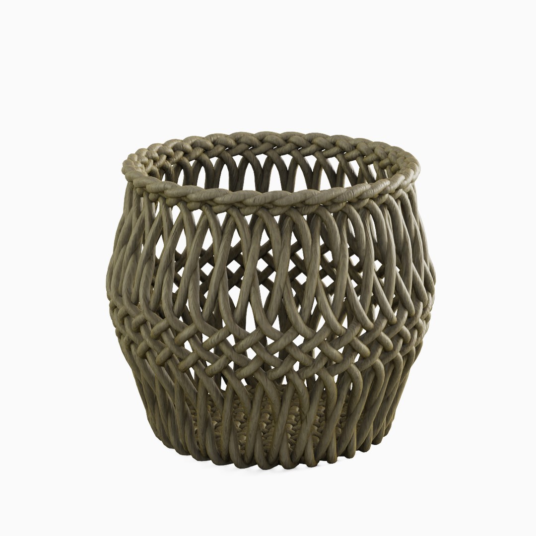 Wicker Basket 3D Model – Mid Poly PBR Textured Asset for Interior Design - View 10