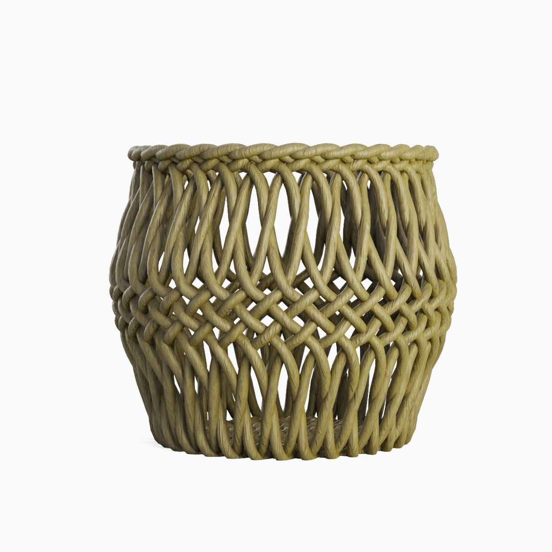 Wicker Basket 3D Model – Mid Poly PBR Textured Asset for Interior Design - View 11