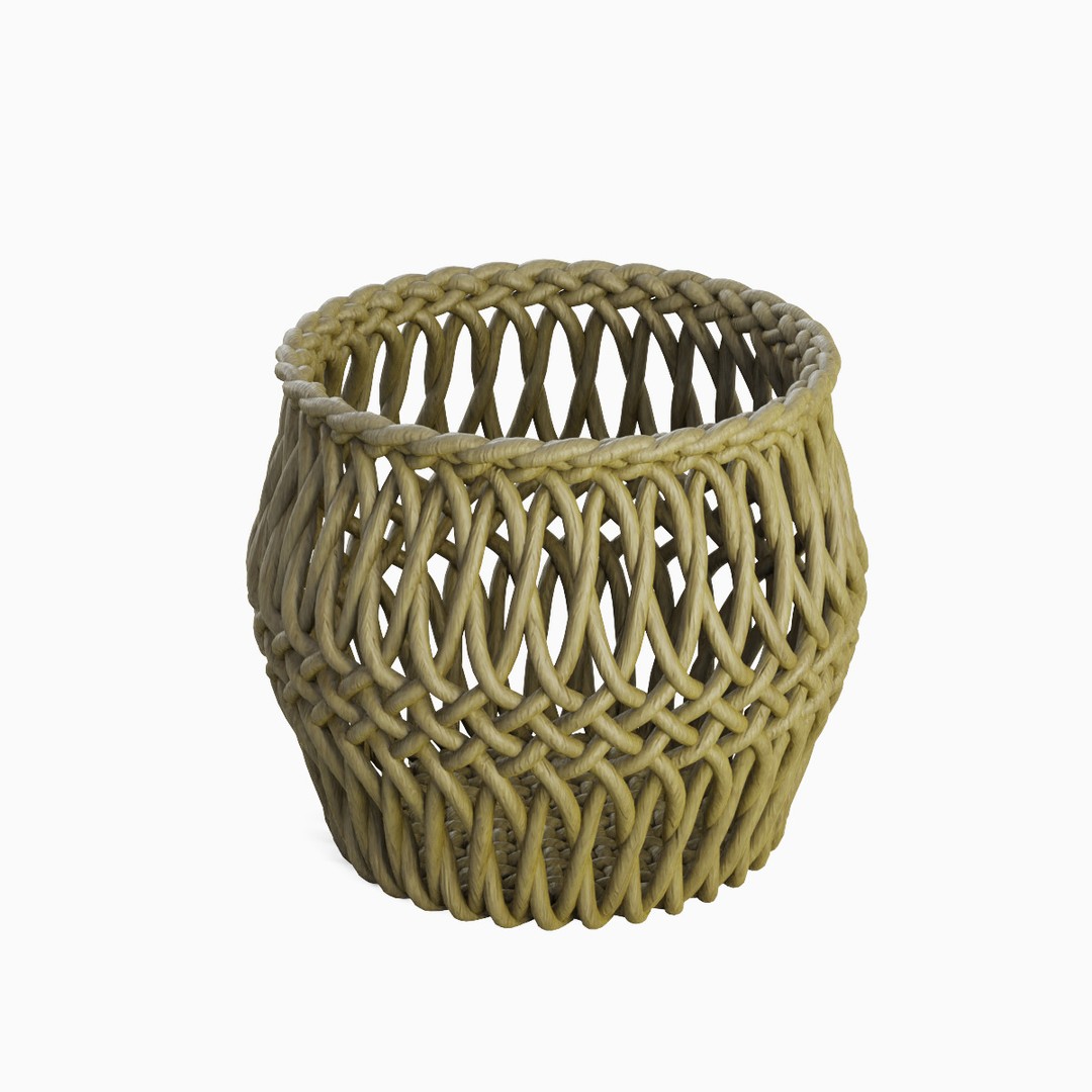 Wicker Basket 3D Model – Mid Poly PBR Textured Asset for Interior Design - View 14