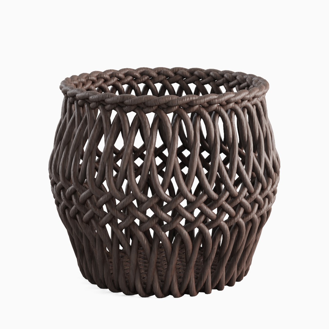 Wicker Basket 3D Model – Mid Poly PBR Textured Asset for Interior Design - View 3