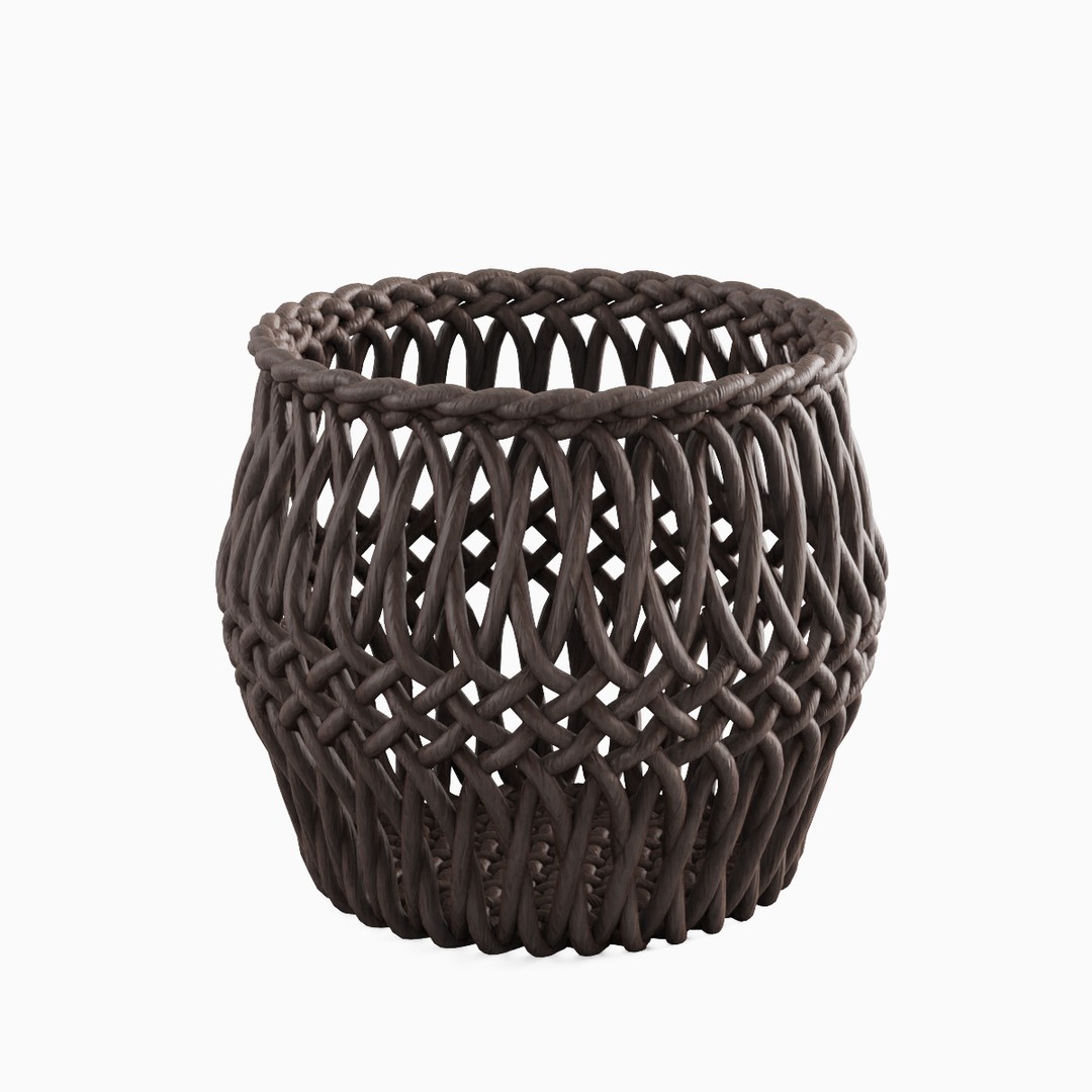 Wicker Basket 3D Model – Mid Poly PBR Textured Asset for Interior Design - View 4