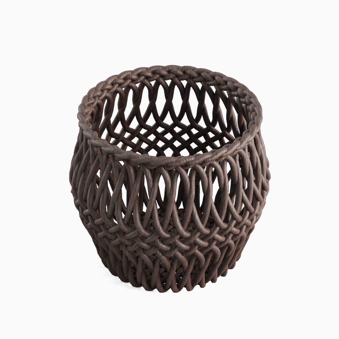 Wicker Basket 3D Model – Mid Poly PBR Textured Asset for Interior Design - View 6