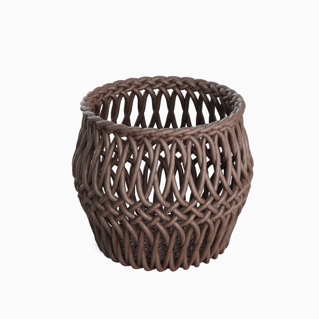 Wicker Basket 3D Model – Mid Poly PBR Textured Asset for Interior Design - View 8