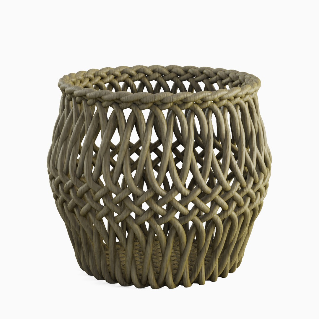 Wicker Basket 3D Model – Mid Poly PBR Textured Asset for Interior Design - View 9
