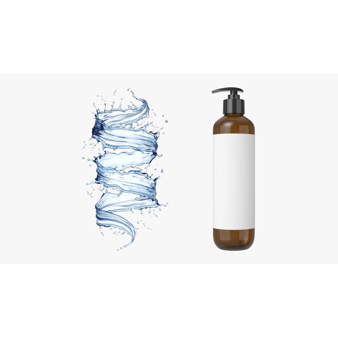 Shampoo Bottle 3D Model – High Detail Liquid Splash, FBX, OBJ - View 4