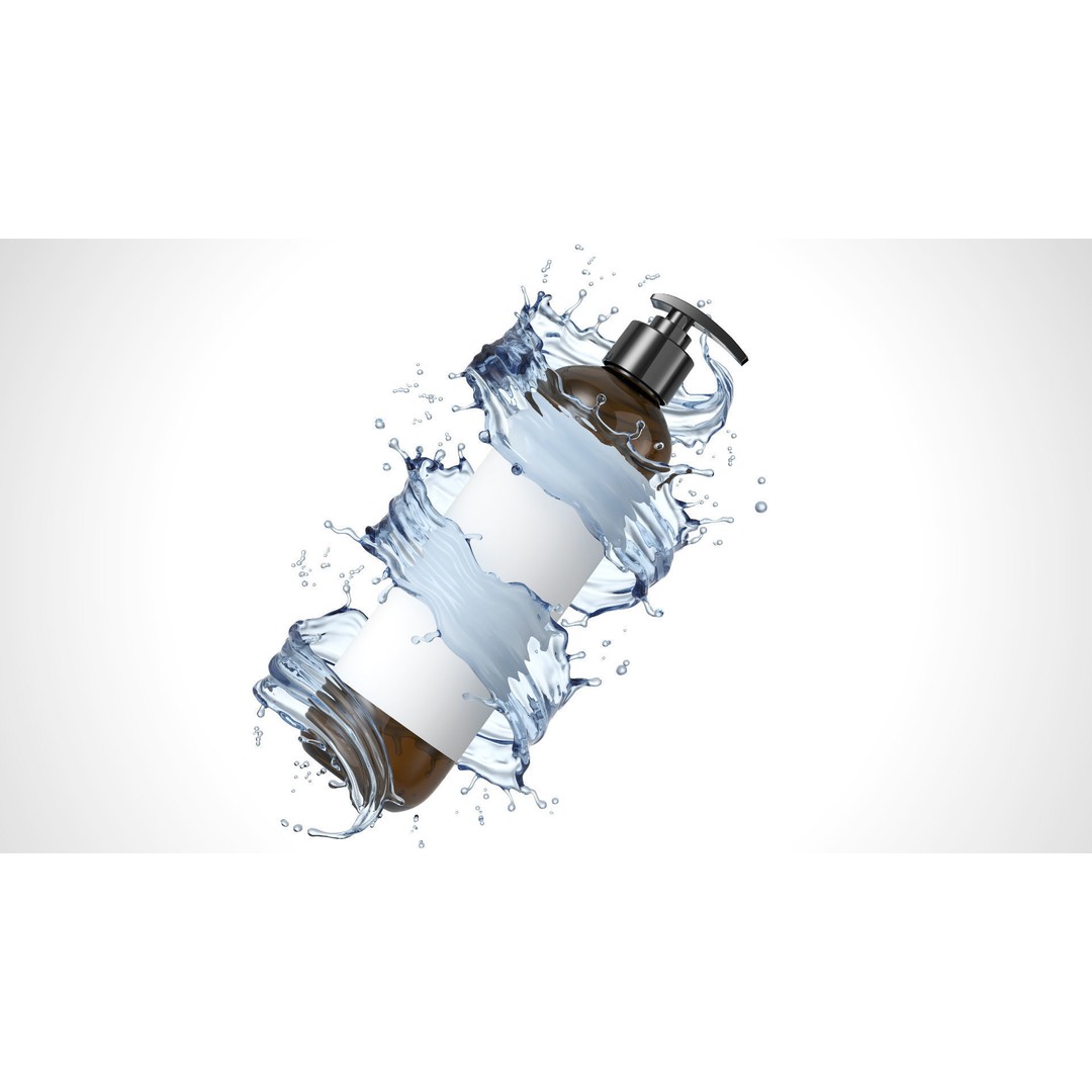 Shampoo Bottle 3D Model – High Detail Liquid Splash, FBX, OBJ - View 5