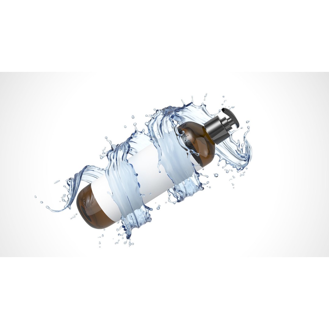 Shampoo Bottle 3D Model – High Detail Liquid Splash, FBX, OBJ - View 6