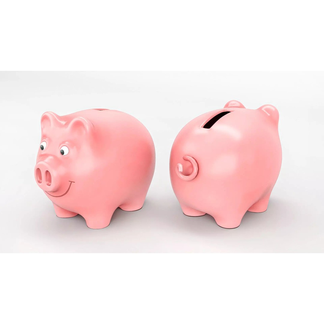 Piggy Bank 3D Model – Low Poly PBR Asset, FBX, Blender, Game Ready - View 2