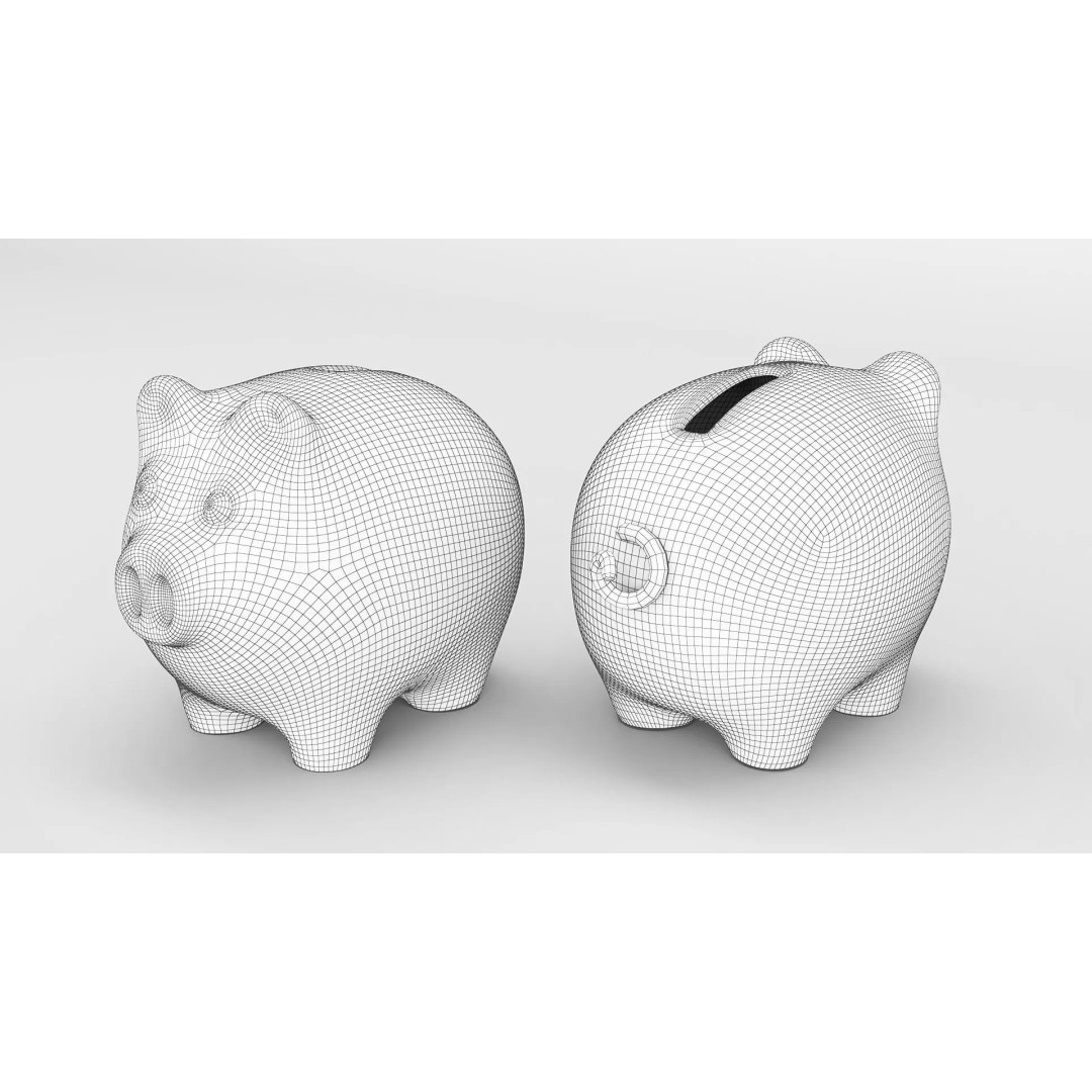 Piggy Bank 3D Model – Low Poly PBR Asset, FBX, Blender, Game Ready - View 3