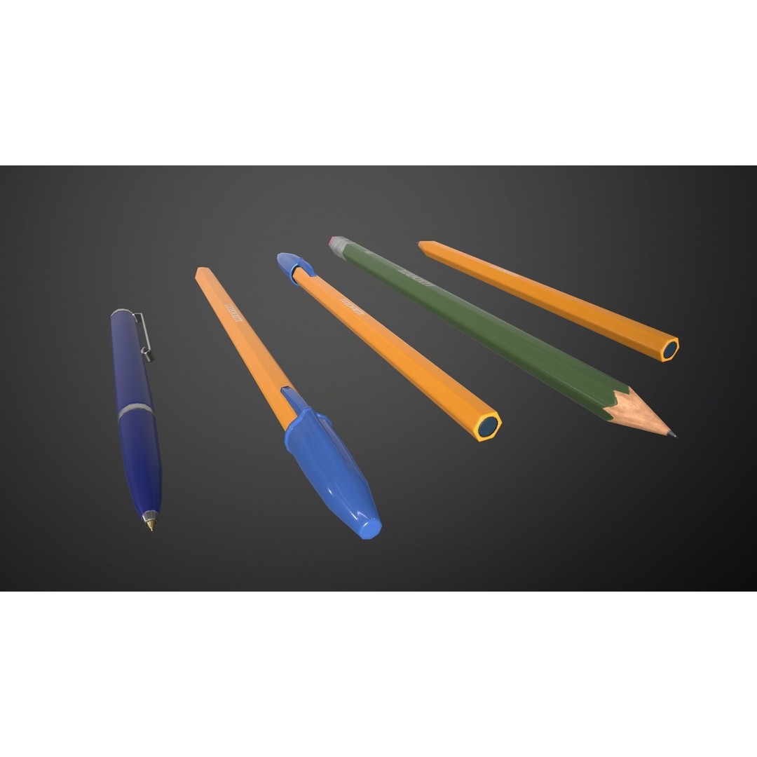 Game-Ready Pen and Pencil 3D Model – Low Poly PBR Asset, FBX - View 5