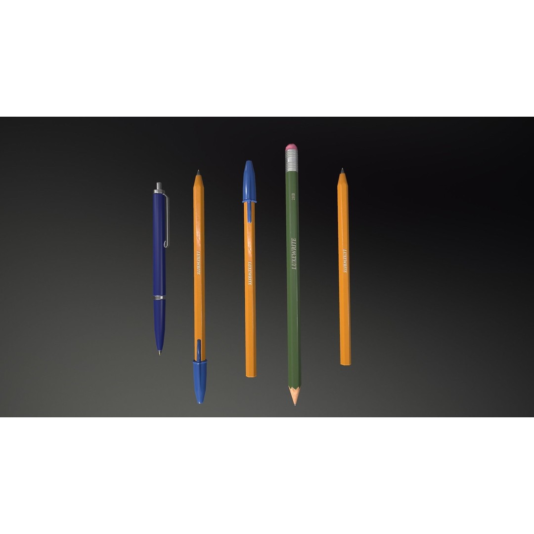 Game-Ready Pen and Pencil 3D Model – Low Poly PBR Asset, FBX - View 7