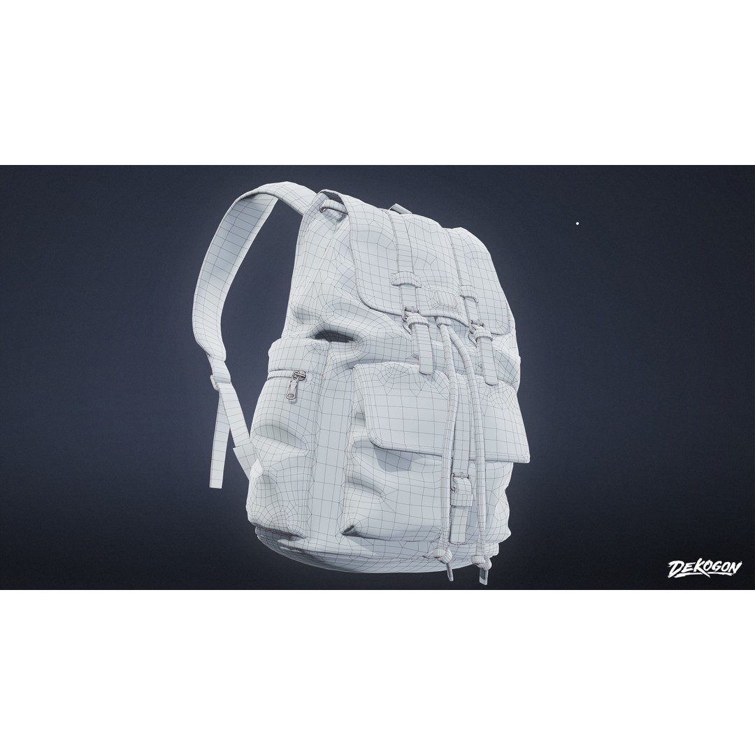 Backpack 3D Model – Low Poly Game Asset, PBR Textures, FBX - View 9