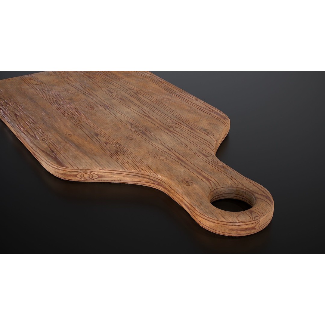 Wooden Cutting Board 3D Model – Low Poly PBR Kitchenware, FBX & OBJ - View 10