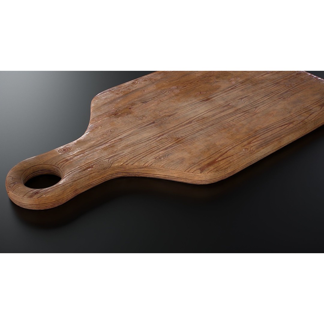 Wooden Cutting Board 3D Model – Low Poly PBR Kitchenware, FBX & OBJ - View 11