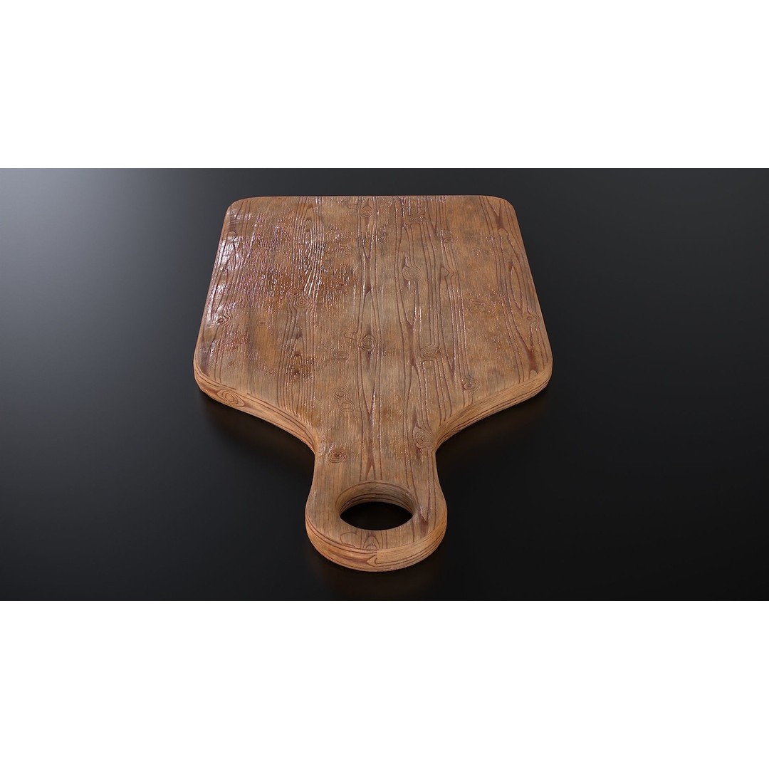 Wooden Cutting Board 3D Model – Low Poly PBR Kitchenware, FBX & OBJ - View 12