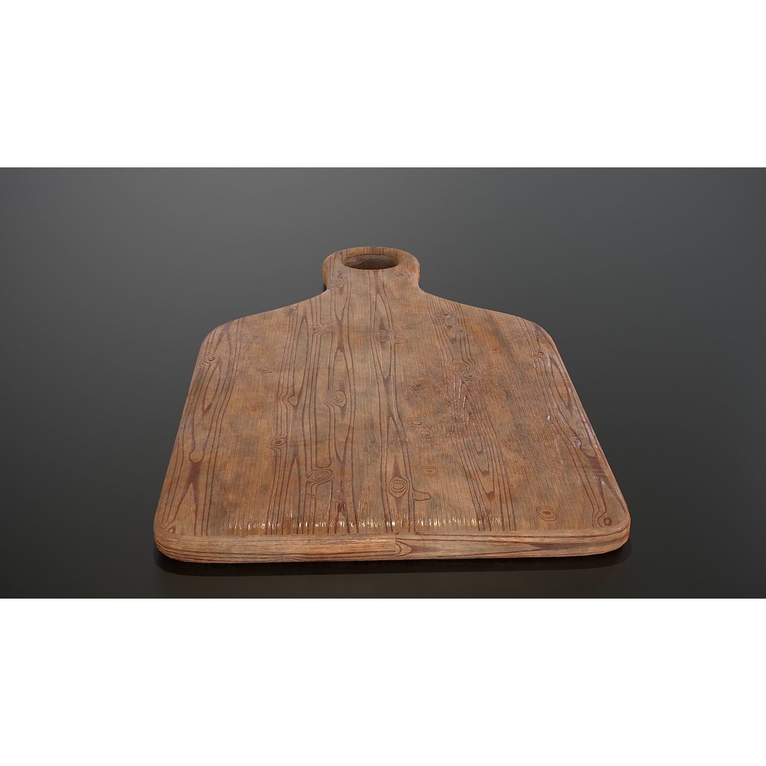 Wooden Cutting Board 3D Model – Low Poly PBR Kitchenware, FBX & OBJ - View 13
