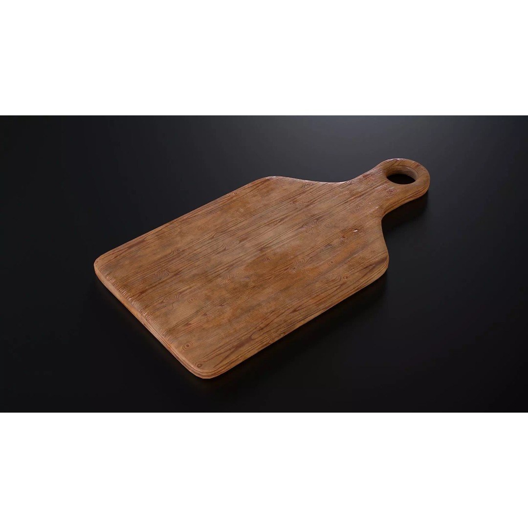 Wooden Cutting Board 3D Model – Low Poly PBR Kitchenware, FBX & OBJ - View 2