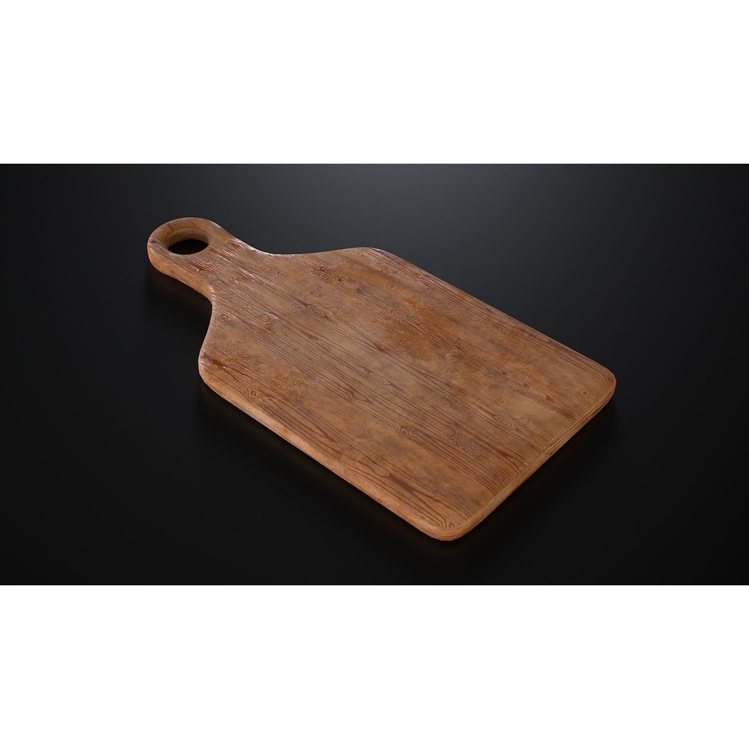 Wooden Cutting Board 3D Model – Low Poly PBR Kitchenware, FBX & OBJ - View 3