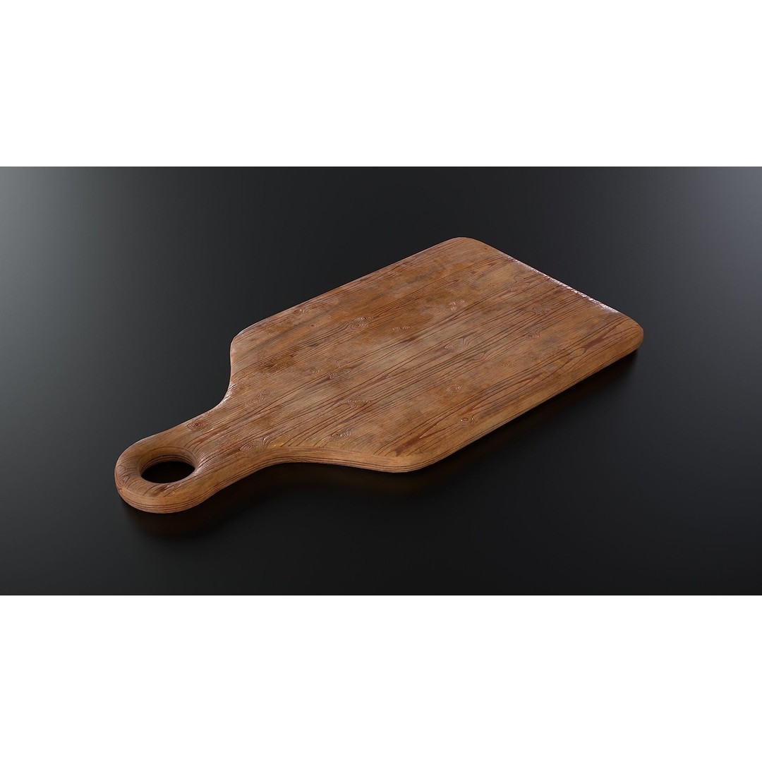 Wooden Cutting Board 3D Model – Low Poly PBR Kitchenware, FBX & OBJ - View 4