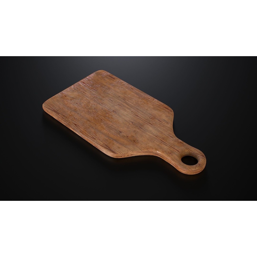 Wooden Cutting Board 3D Model – Low Poly PBR Kitchenware, FBX & OBJ - View 5