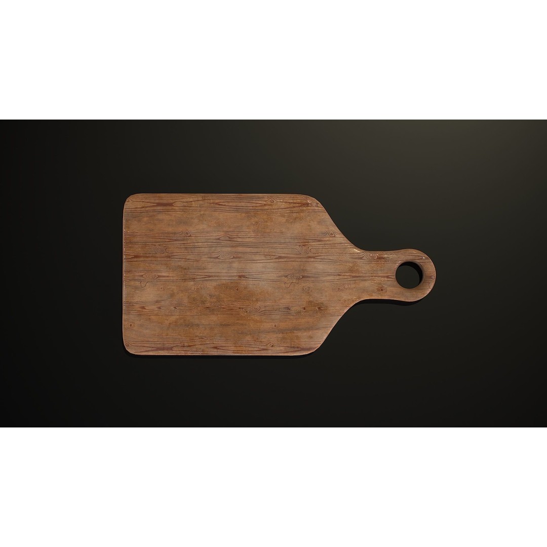 Wooden Cutting Board 3D Model – Low Poly PBR Kitchenware, FBX & OBJ - View 6