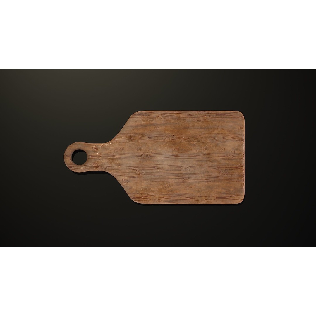 Wooden Cutting Board 3D Model – Low Poly PBR Kitchenware, FBX & OBJ - View 7
