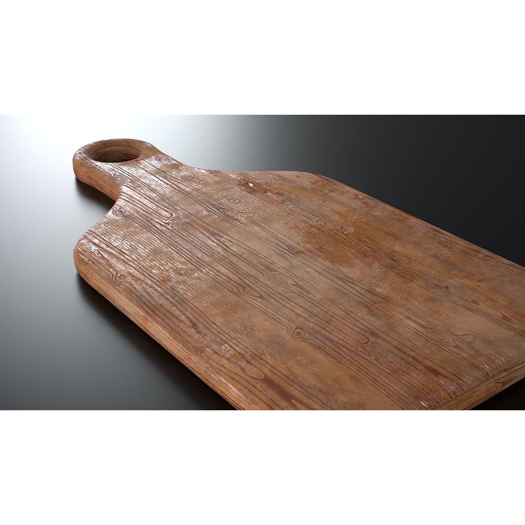 Wooden Cutting Board 3D Model – Low Poly PBR Kitchenware, FBX & OBJ - View 8