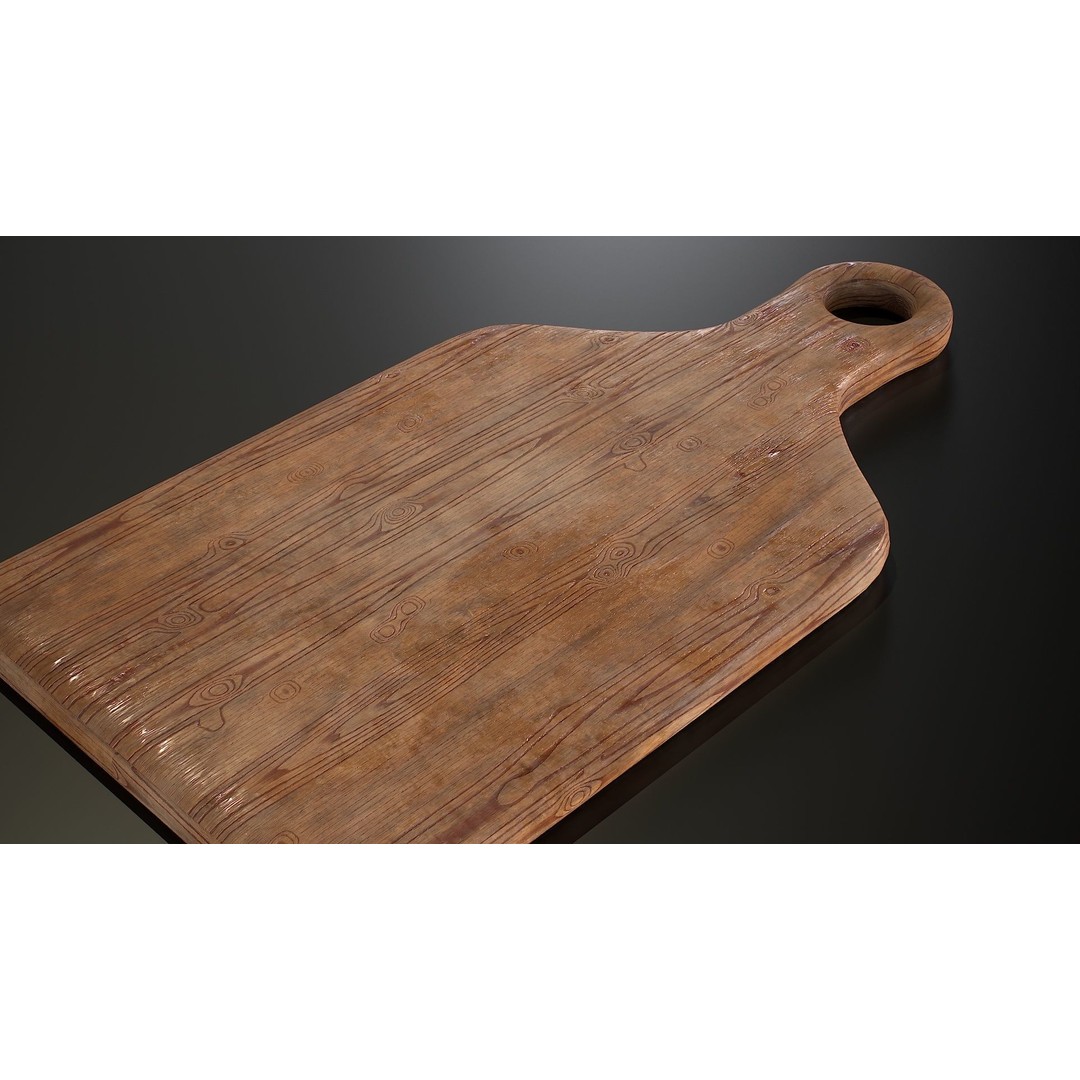 Wooden Cutting Board 3D Model – Low Poly PBR Kitchenware, FBX & OBJ - View 9