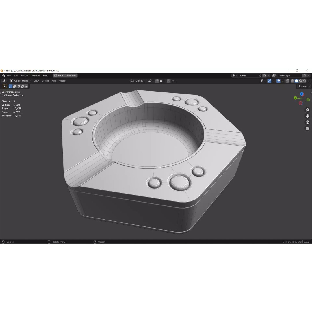 Ashtray 3D Model Collection – Low Poly Tobacco Accessories, FBX, Blender - View 11