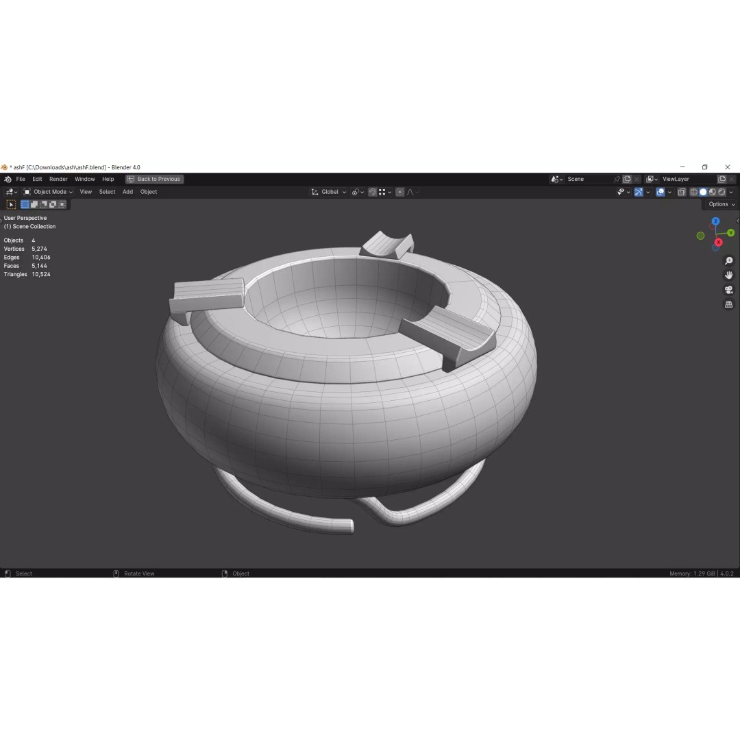 Ashtray 3D Model Collection – Low Poly Tobacco Accessories, FBX, Blender - View 21