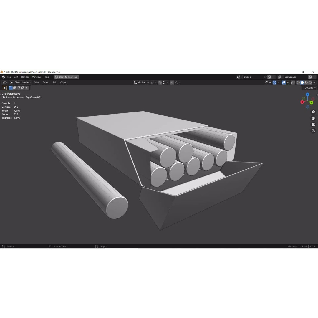 Ashtray 3D Model Collection – Low Poly Tobacco Accessories, FBX, Blender - View 25