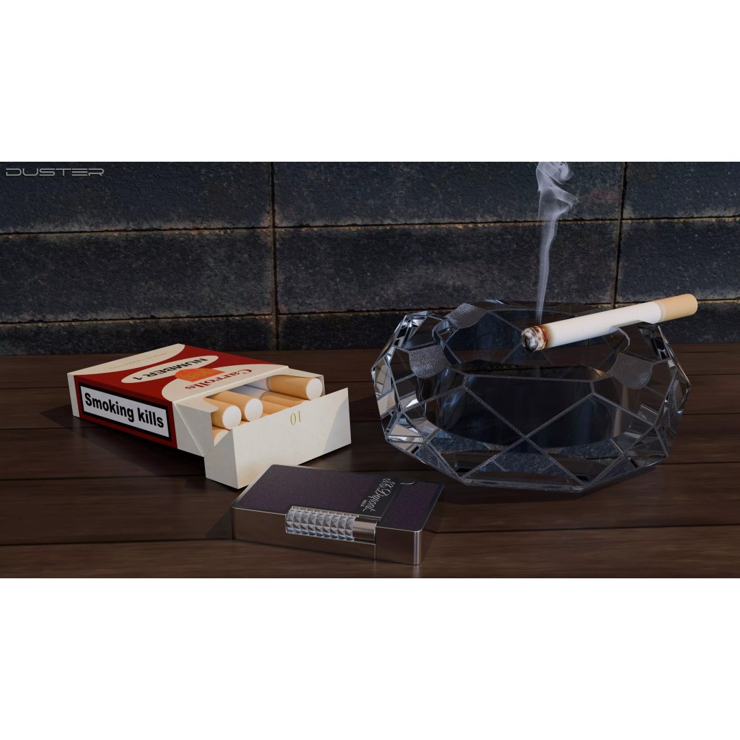 Ashtray 3D Model Collection – Low Poly Tobacco Accessories, FBX, Blender - View 4