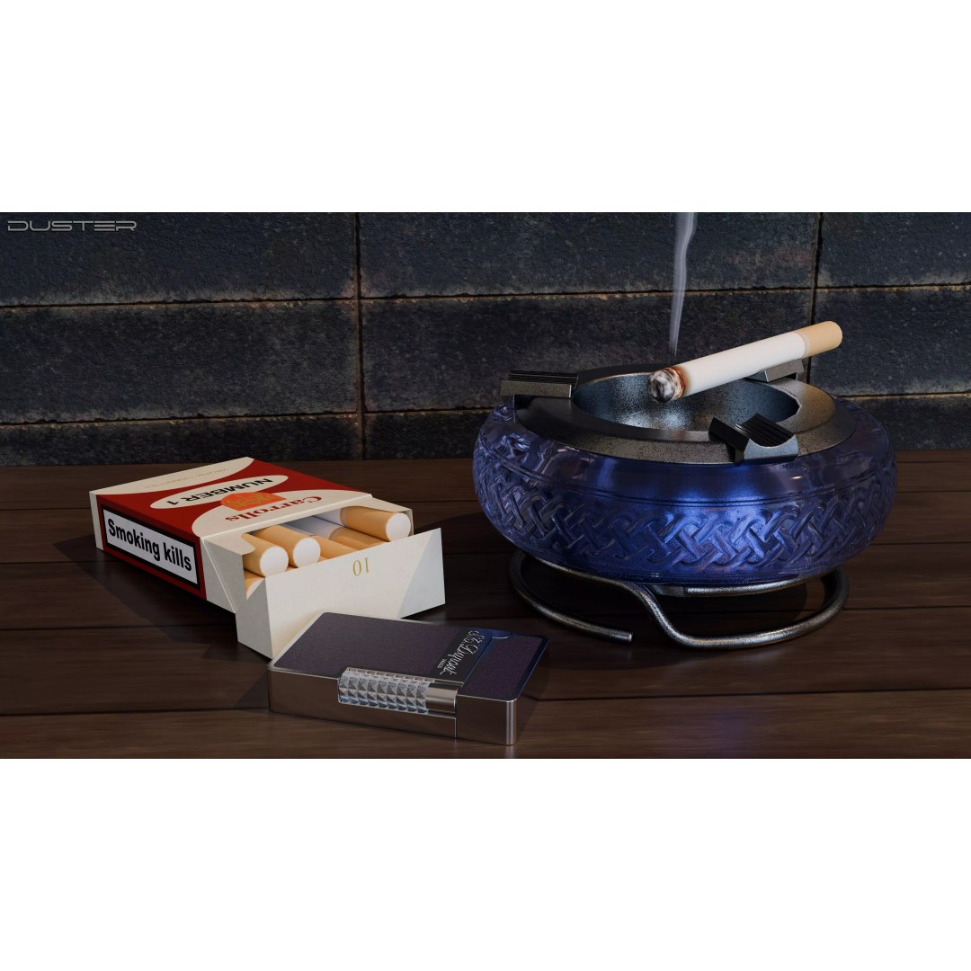 Ashtray 3D Model Collection – Low Poly Tobacco Accessories, FBX, Blender - View 6