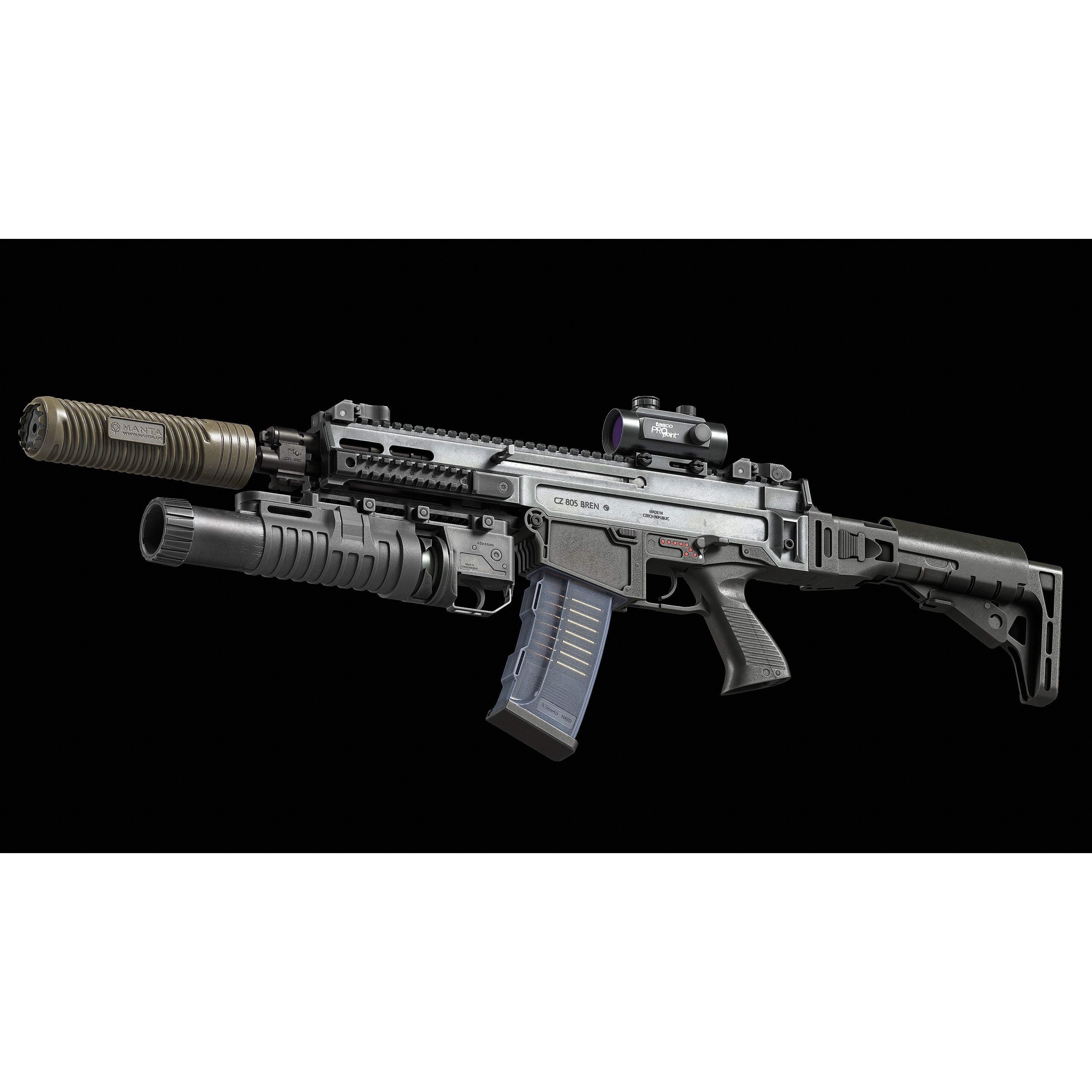 Bren CZ 805 A1/A2 V2 - Low-Poly Game-Ready 3D Model - View 6