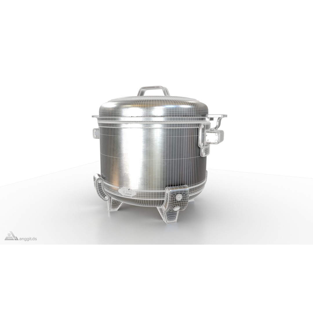 Rice Cooker 3D Model – Industrial Style Kitchen Gadget, FBX - View 11