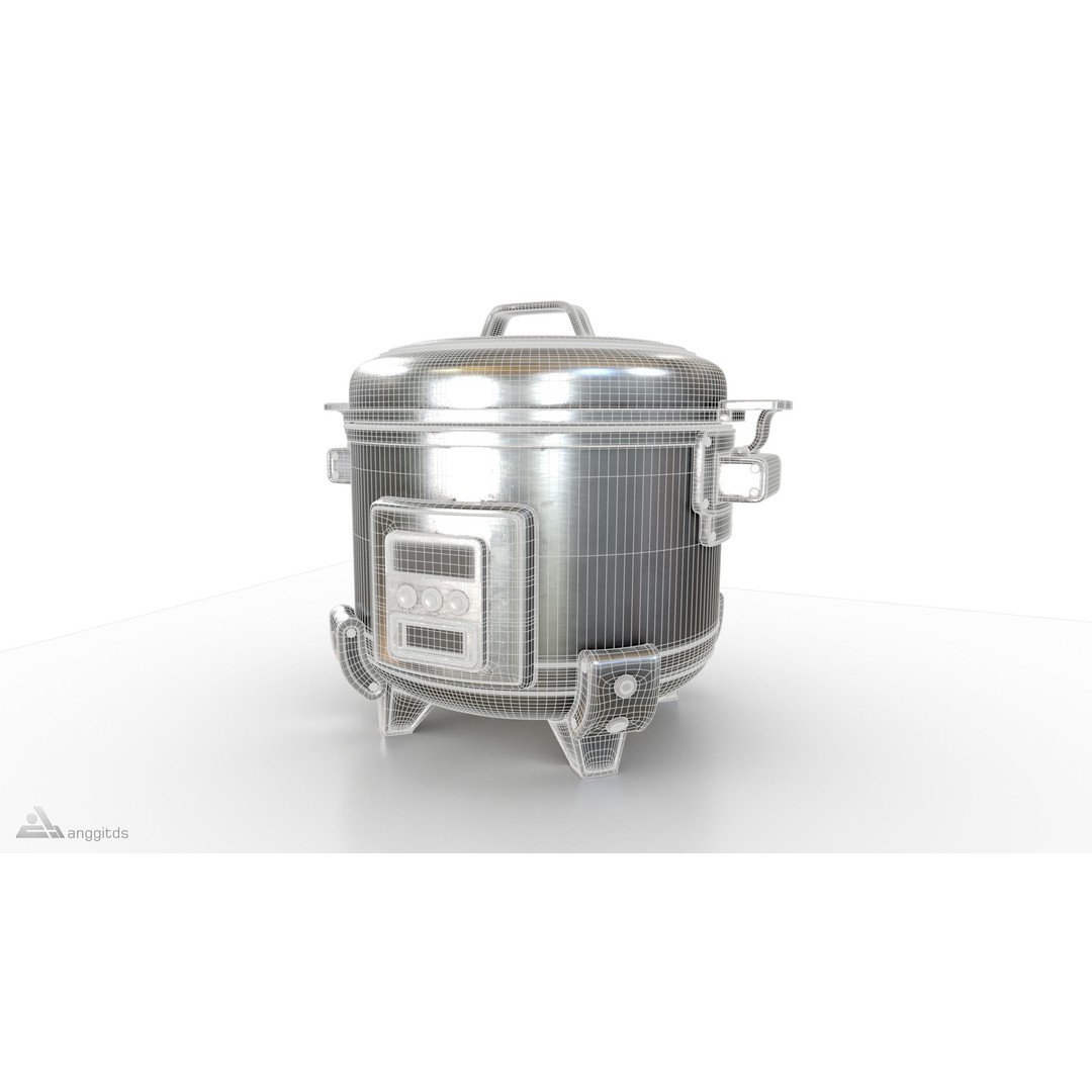 Rice Cooker 3D Model – Industrial Style Kitchen Gadget, FBX - View 8