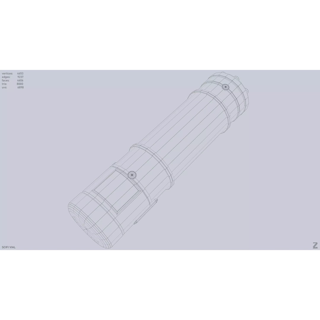 Sci-Fi Vial 3D Model – Low Poly Game Asset, PBR Textures, FBX, OBJ