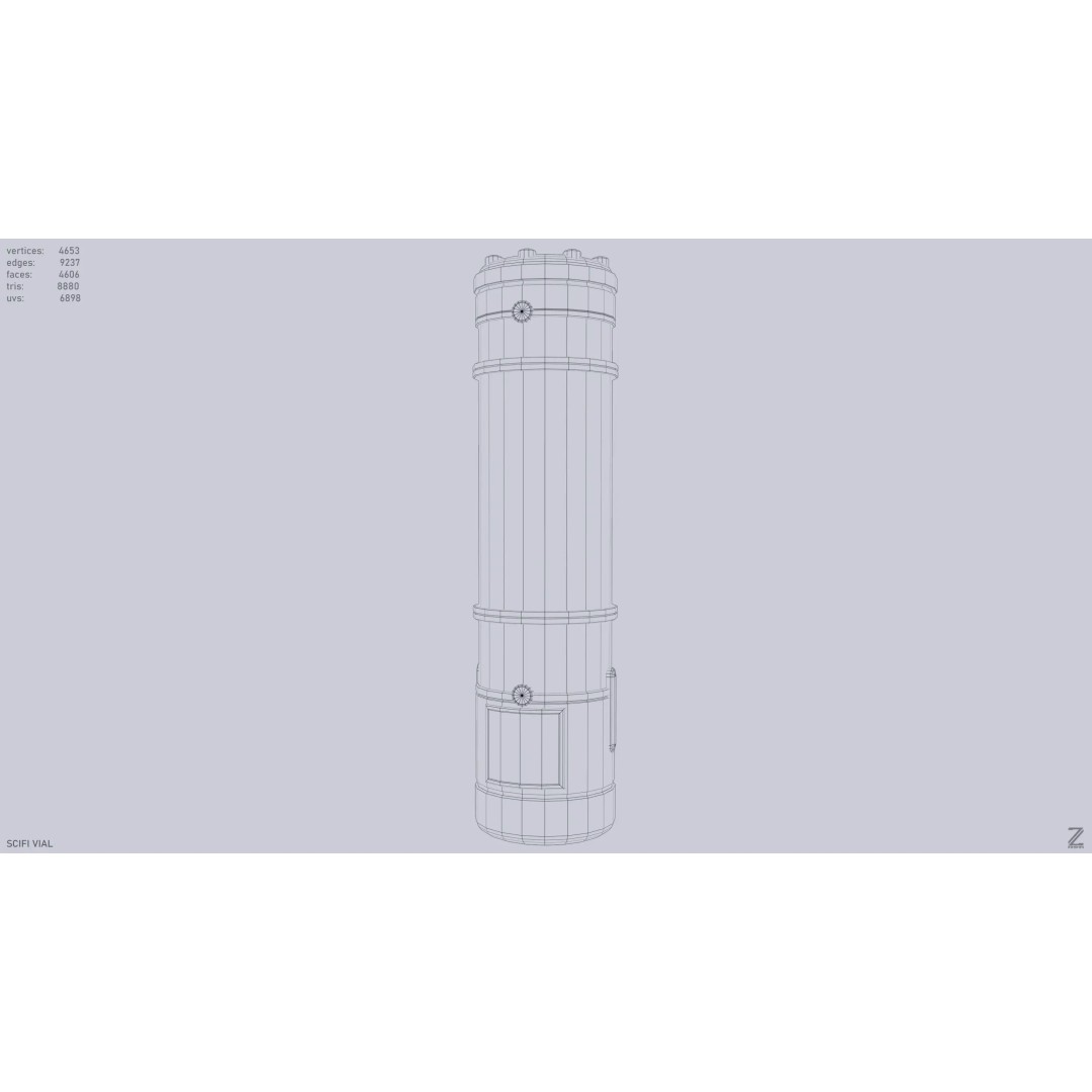 Sci-Fi Vial 3D Model – Low Poly Game Asset, PBR Textures, FBX, OBJ - View 10